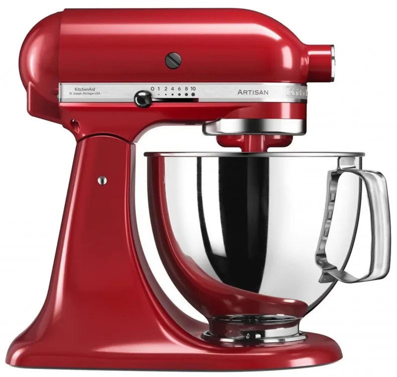 Mixer planetar Artisan Elegance KitchenAid 5KSM125EER, 300 W, 4,8 l, Direct drive, 10 viteze, Empire red