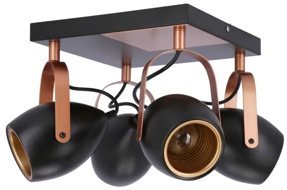 Spot ANICA 4xE14/40W/230V negru/cupru