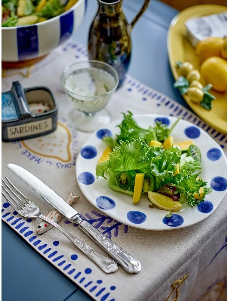 Farfurii albe/albastre 3 buc. din gresie ø 28 cm Linora – Bloomingville