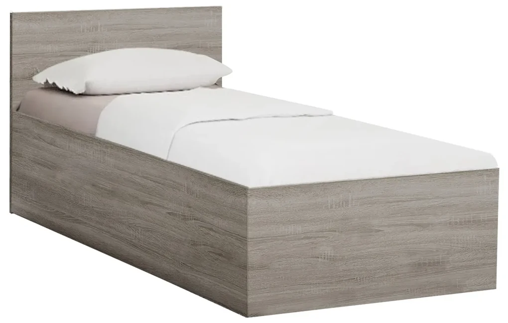 Pat de o persoana stejar trufat, SOFIA 90 x 200 cm Saltele: Cu saltele Deluxe 10 cm, Somiera pat: Cu lamele curbate
