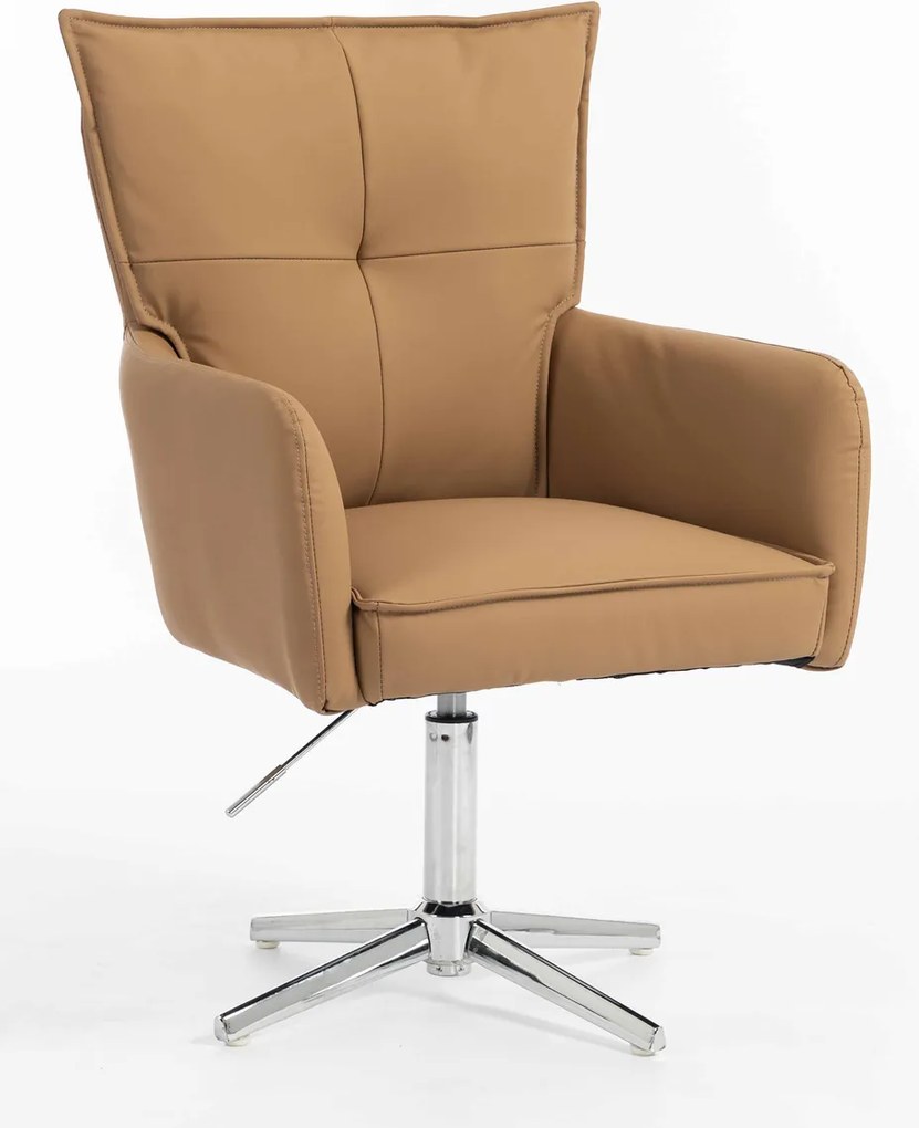 HR250CROSS Scaun Piele Ecologică Premium Soft Culoare Caramel Bază Cromata