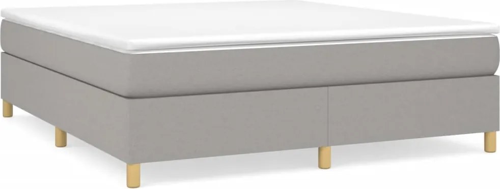 vidaXL Pat continental cu saltea, gri deschis, 160x200 cm, textil