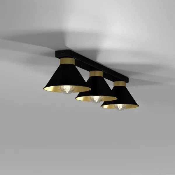 Plafonieră DEMET 3xE27/60W/230V neagră/aurie