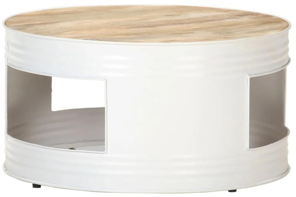 321932 vidaXL Măsuță de cafea, alb, 68 x 68 x 36 cm, lemn masiv de mango