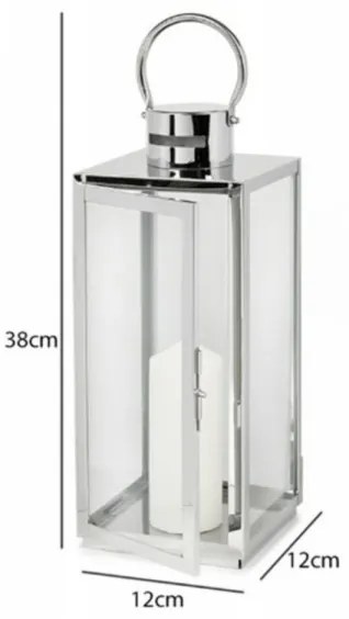 Felinar decorativ 38 cm, crom lucios