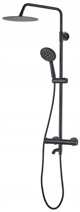 Baterie de dus cu termostat Lungo neagra