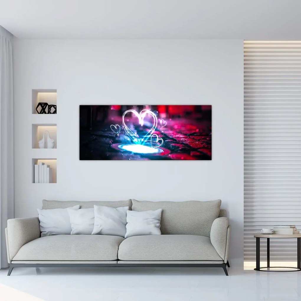 Tablou cu inima iluminată (120x50 cm)