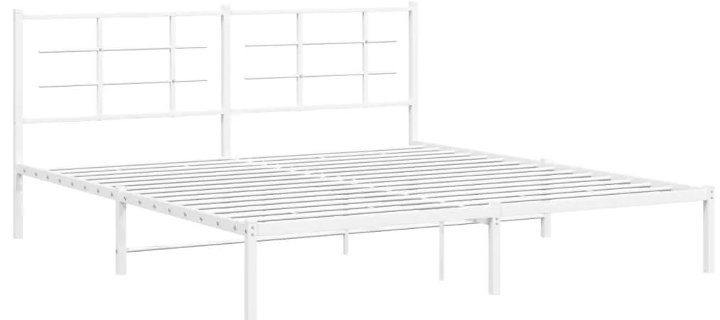 355614 vidaXL Cadru de pat metalic cu tăblie, alb, 180x200 cm