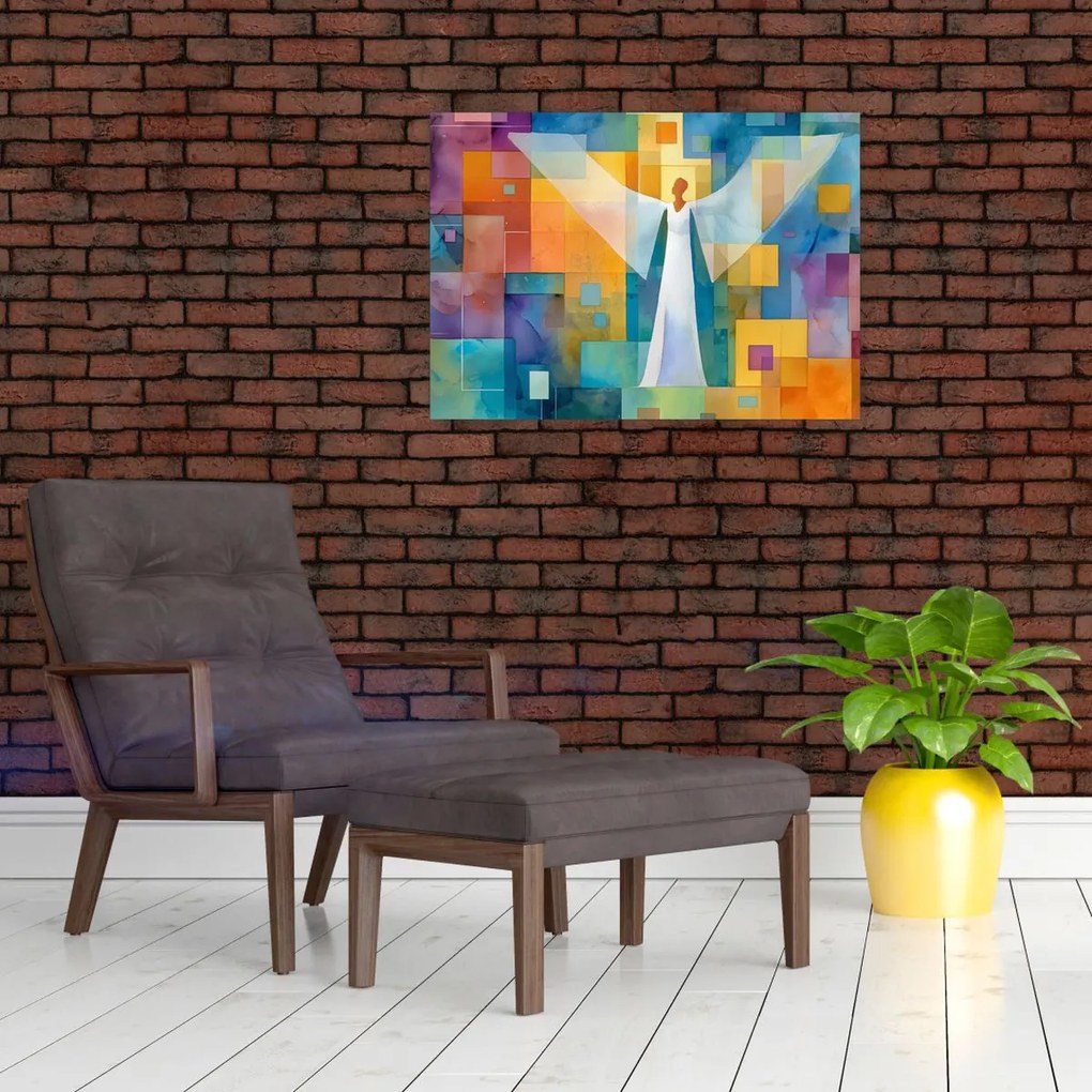 Tablou pe sticlă - Înger geometric (70x50 cm)