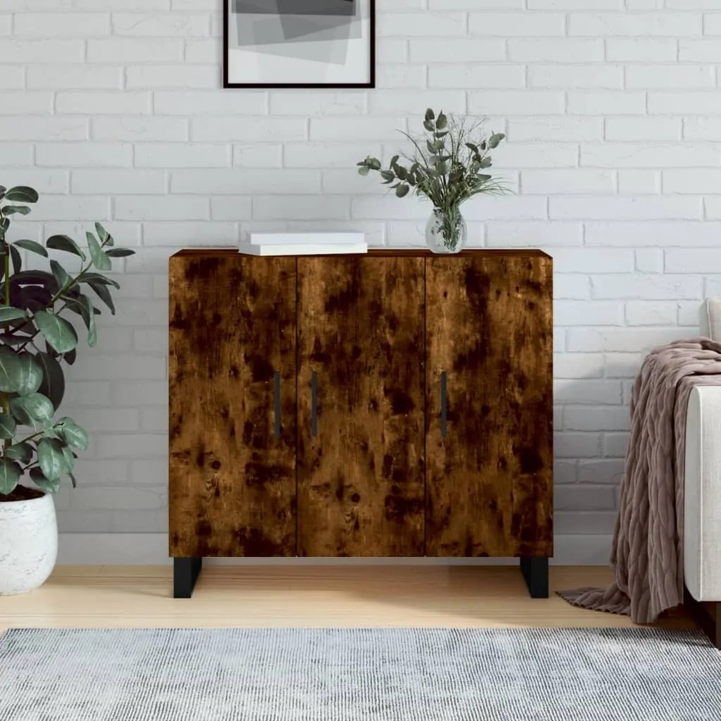 vidaXL Dulap, stejar fumuriu, 90x34x80 cm, lemn compozit