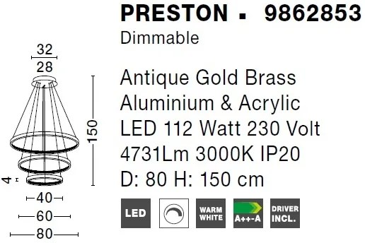 Lustra LED dimabila, design modern PRESTON