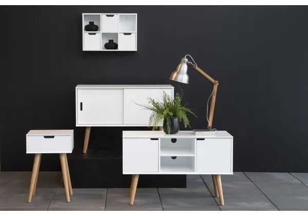 Noptieră CARLY stejar/alb