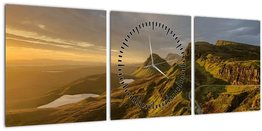 Tablou cu munți (cu ceas) (90x30 cm)