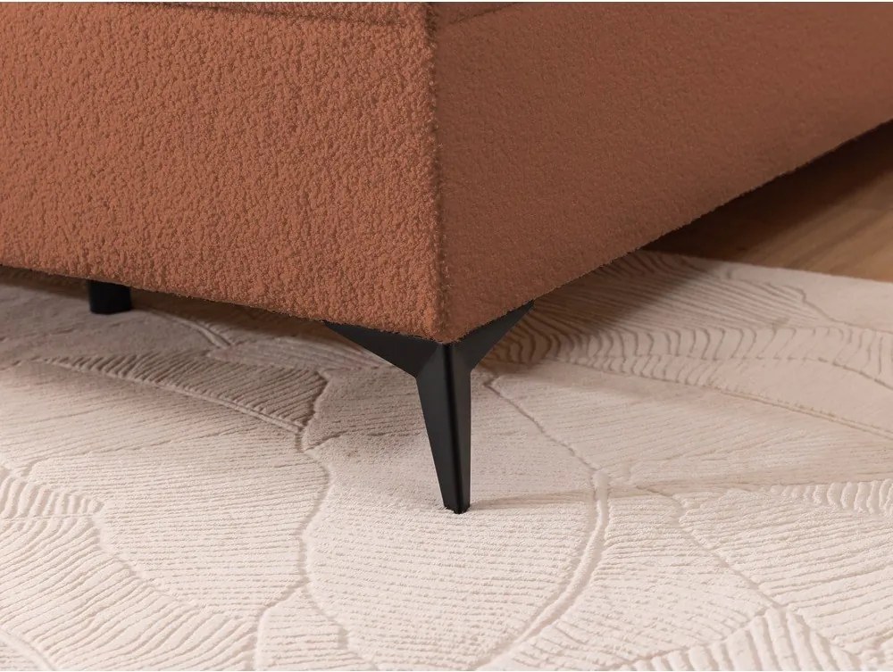 Pat boxspring portocaliu cu spațiu de depozitare 200x200 cm Ornes – Ropez