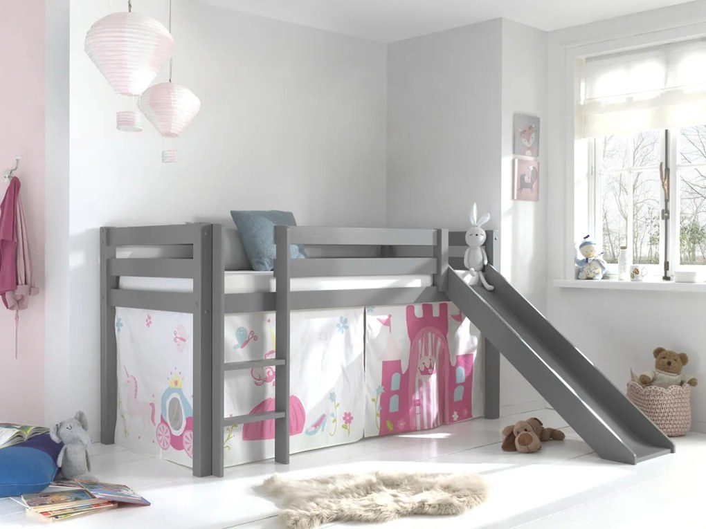 Perdea de joacă cu tema PRINCESS pentru pat semi-supraetajat pentru copii PINO, roz – Vipack