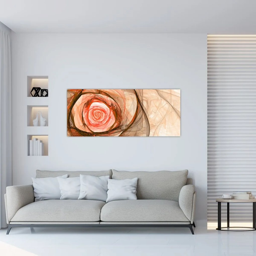 Tablou - Abstract trandafir roz cu fundal alb (120x50 cm)