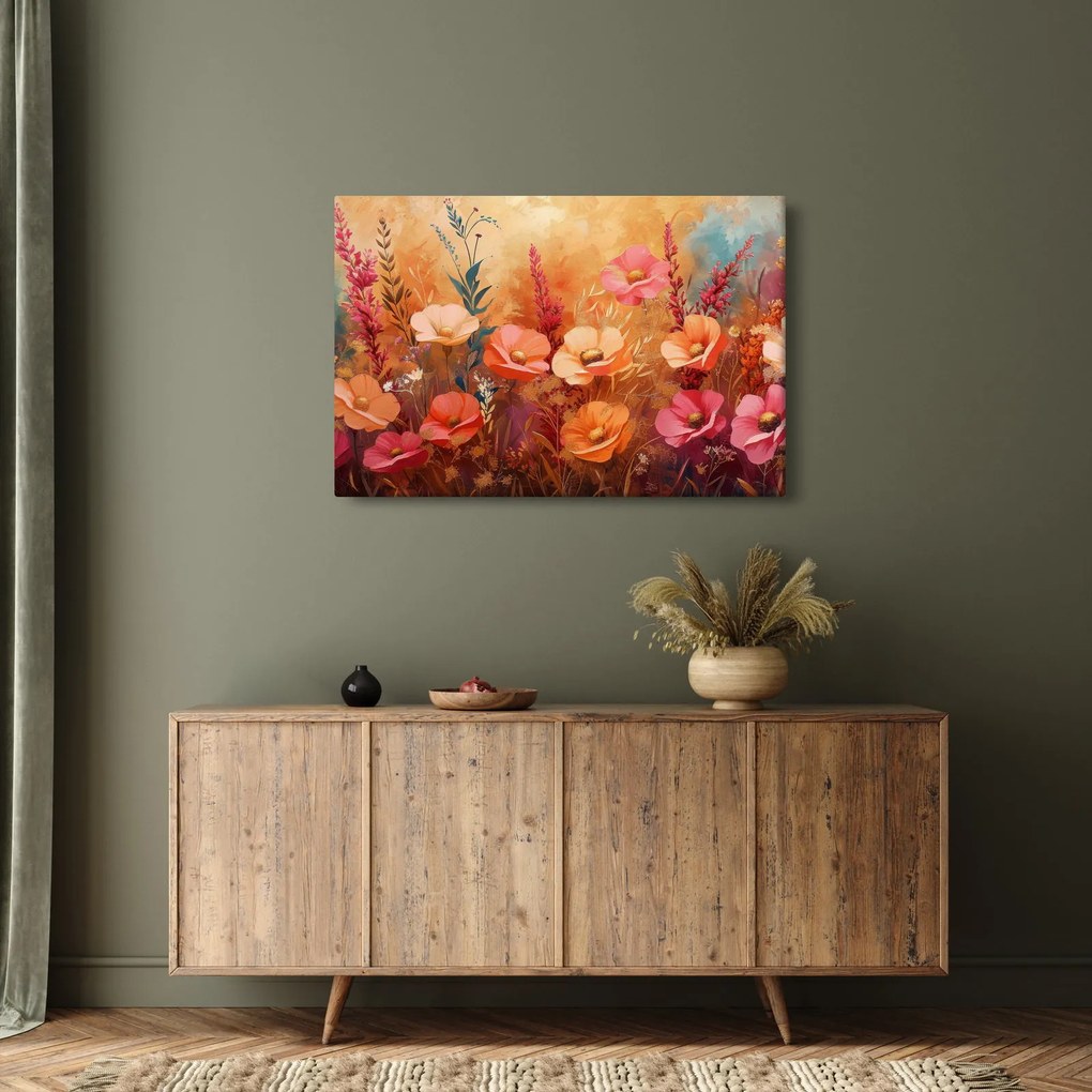 Tablou - Flori de pajiște, pictură (90x60 cm)