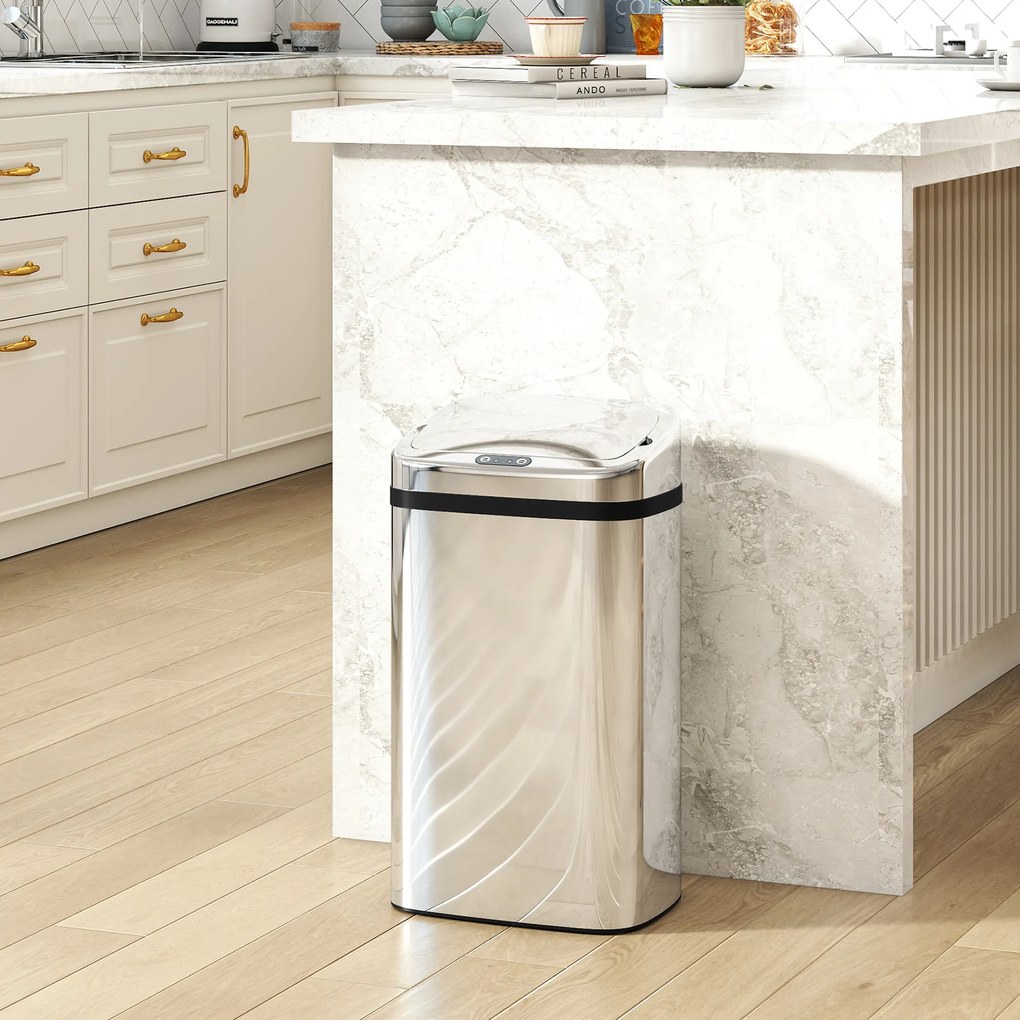 HOMCOM Cos de gunoi cu senzor 30L inox elegant | Aosom Romania