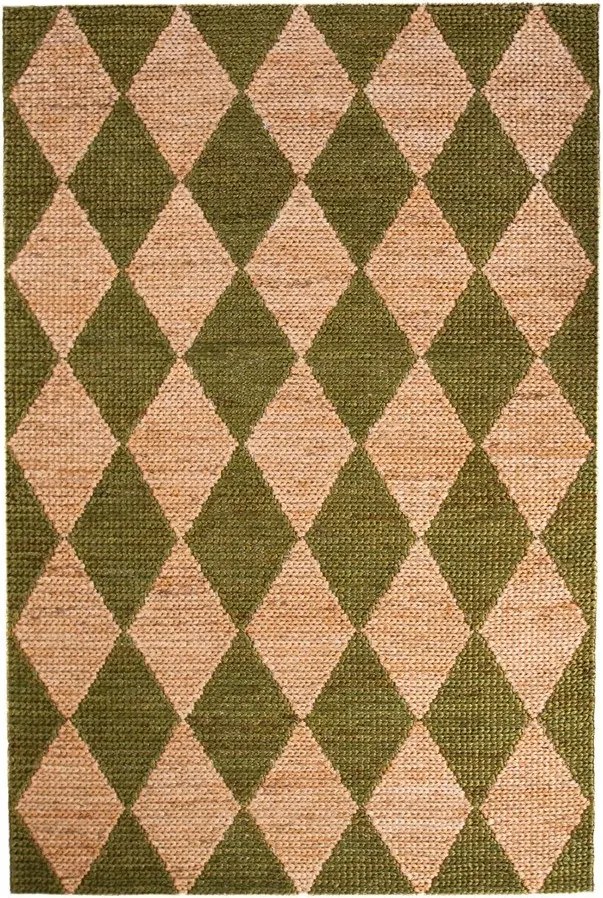 Covor verde/în culoare naturală țesut manual din amestec de iută 120x170 cm Effie Diamond – Flair Rugs
