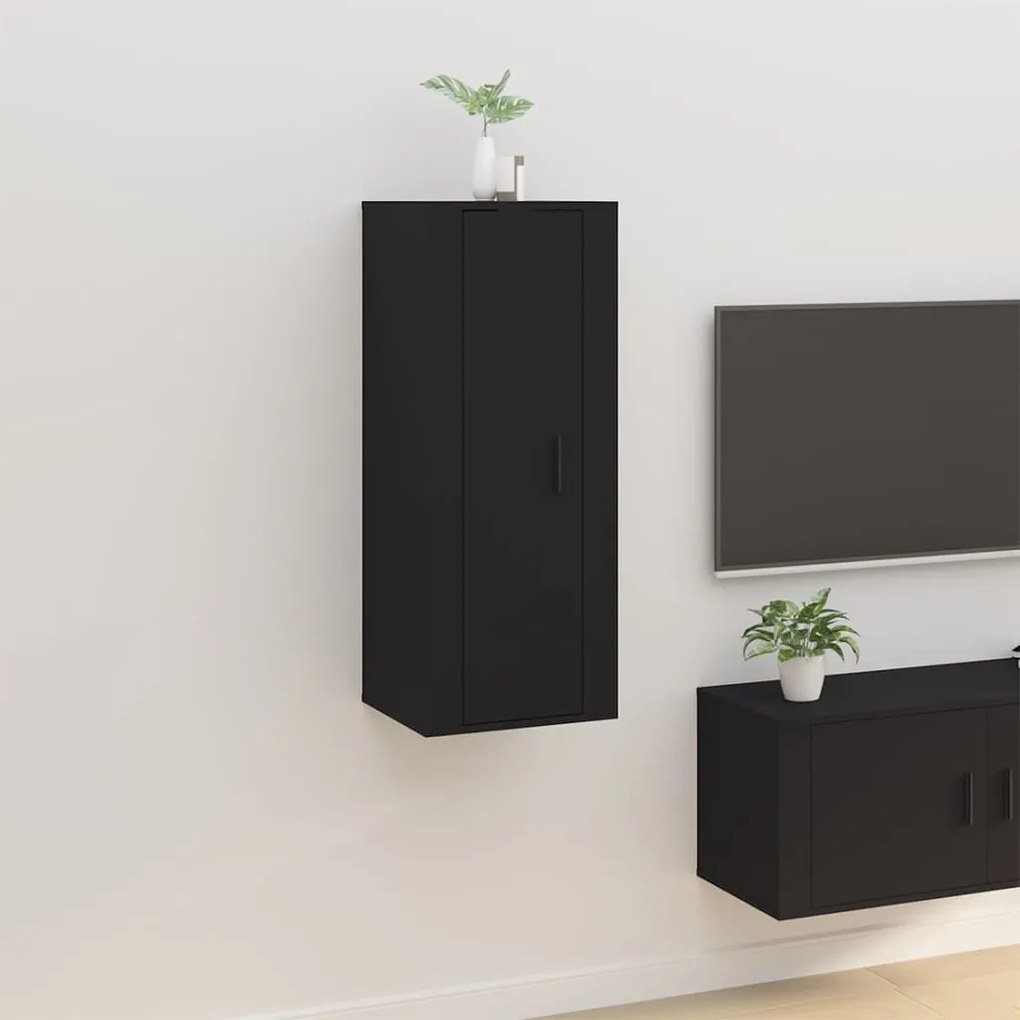 vidaXL Dulap TV montat pe perete, negru, 40x34,5x100 cm