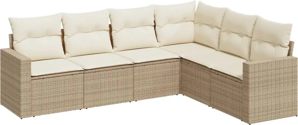 vidaXL Set canapele de grădină cu perne, 6 piese, bej, poliratan