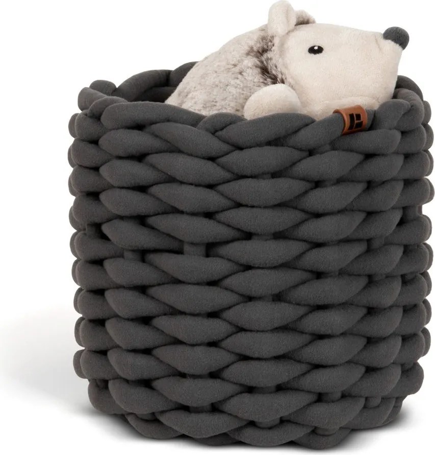 Coș de depozitare din material textil ø 21x17 cm Peach Skin Round S – Bigso