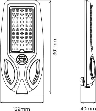 Lampă stradală solară LED VENICE, reglabilă, cu senzor, 50 W, baterie 4000 mAh, IP65, neagră + telecomandă