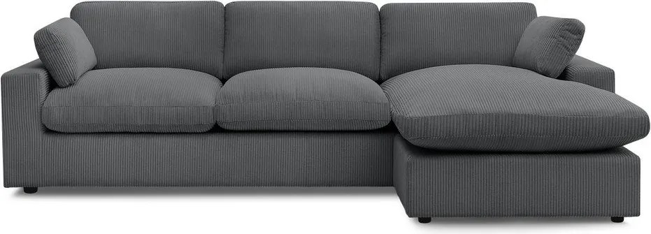 Colțar gri închis cu tapițerie din catifea reiată Belair – Bobochic Paris