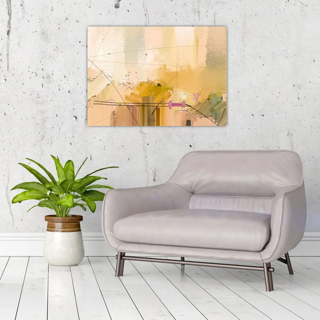 Tablou pe sticlă - Abstract, pictură în ulei (70x50 cm)