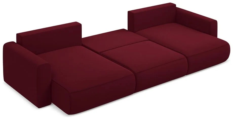 Colțar burgundy extensibil/cu spațiu de depozitare cu tapițerie din catifea (în formă de "U") Kapua – Makamii
