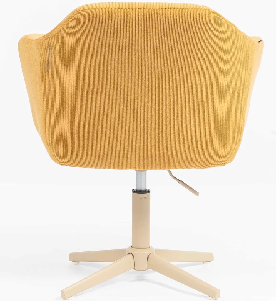 HR832CROSS Scaun Catifea Reiată Premium culoare Curry Galben cu Bază Crem