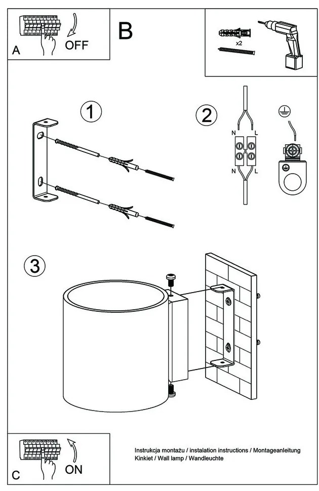 Aplică de perete Sollux Roda, gri