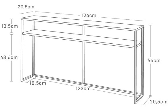 Masă consolă albă/maro deschis cu aspect de lemn de frasin 20,5x126 cm Tower – YAMAZAKI