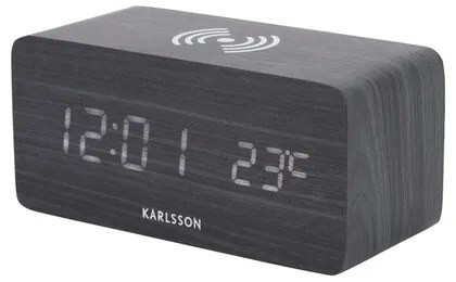 Karlsson 5933BK Ceas cu alarmă cu LED / ceas cu încărcare 15 cm, negru