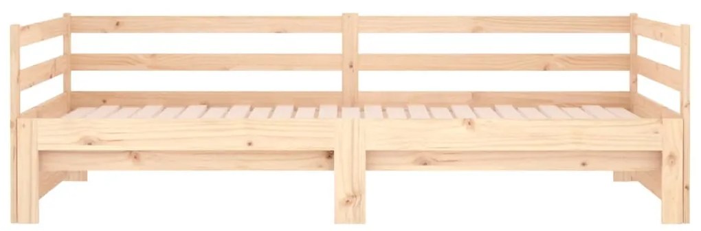 Pat de zi extensibil, 2x(80x200) cm, lemn masiv de pin Maro