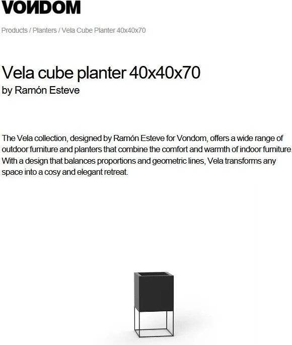 Ghiveci plante, flori design decorativ modern pentru amenajari interioare si exterioare, VELA CUBE PLANTER 54035R Vondom
