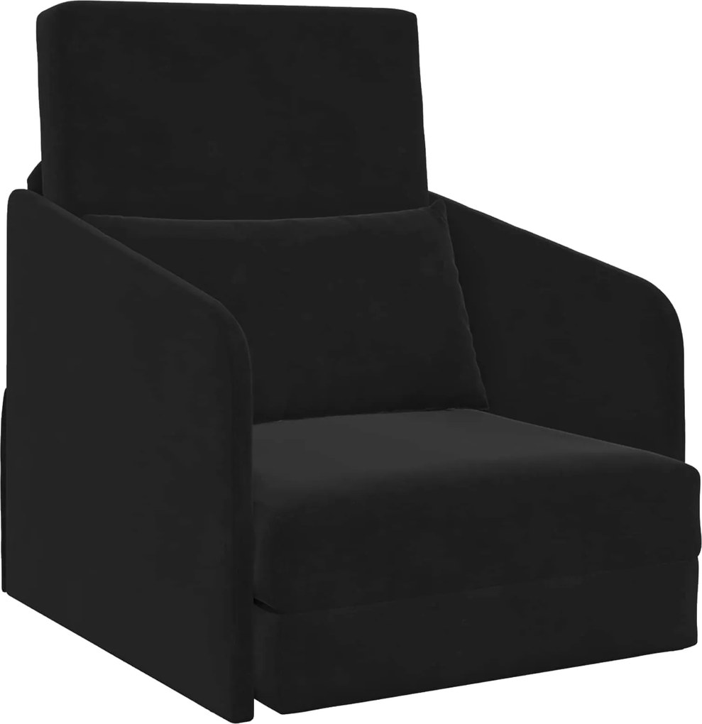 vidaXL Canapea Pliantă cu Pat Negru 65 x 80 x 83 cm Catifea