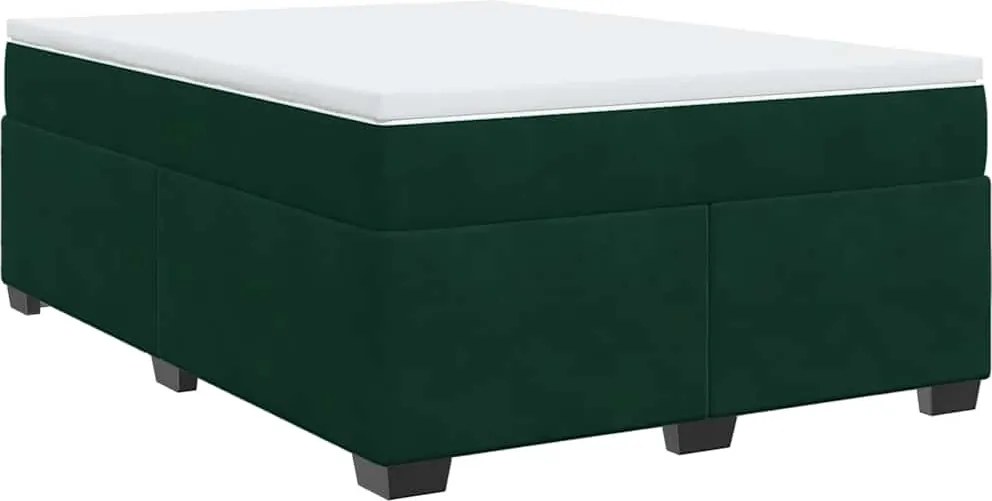 vidaXL Pat box spring cu saltea, verde închis, 140x200 cm, catifea