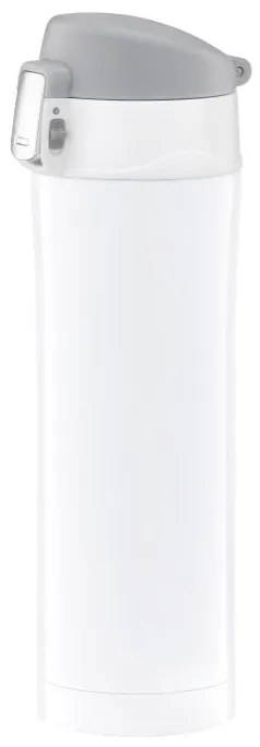Cana termica 420ml cu buton de siguranta alb Glossy