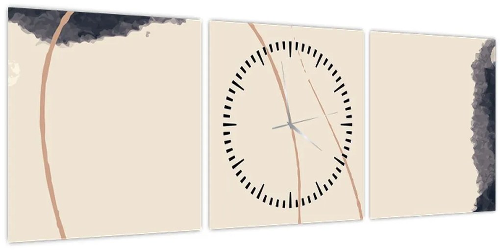 Tablou - Abstractizare bej (cu ceas) (90x30 cm)