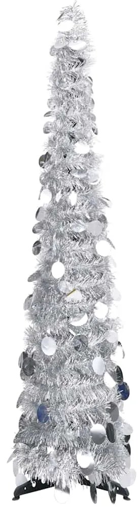 vidaXL Brad de Crăciun artificial tip pop-up, argintiu, 120 cm, PET