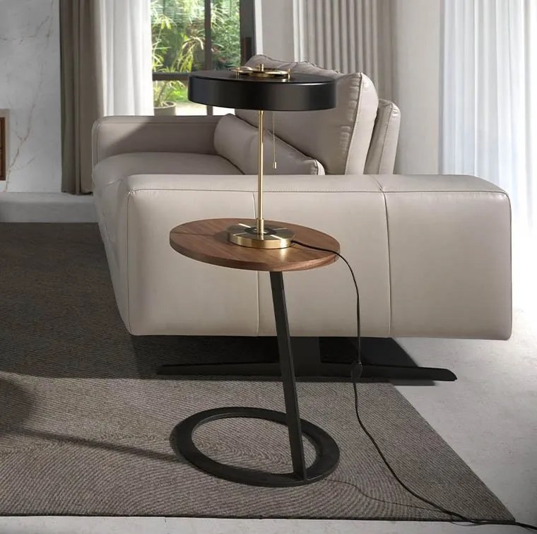 Masuta laterala moderna design LUX Wood and Black, 38cm