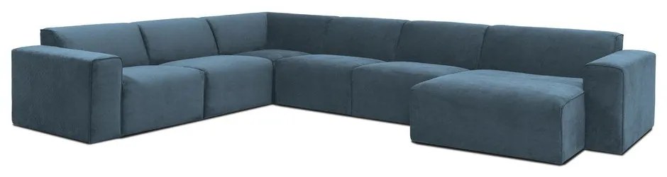 Colțar albastru cu tapițerie din catifea reiată (cu colț pe partea dreaptă) Sting – Scandic