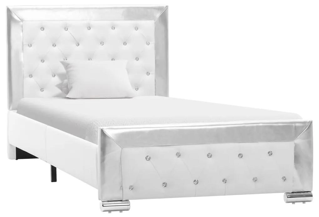 286787 vidaXL Cadru de pat, alb, 90 x 200 cm, piele ecologică