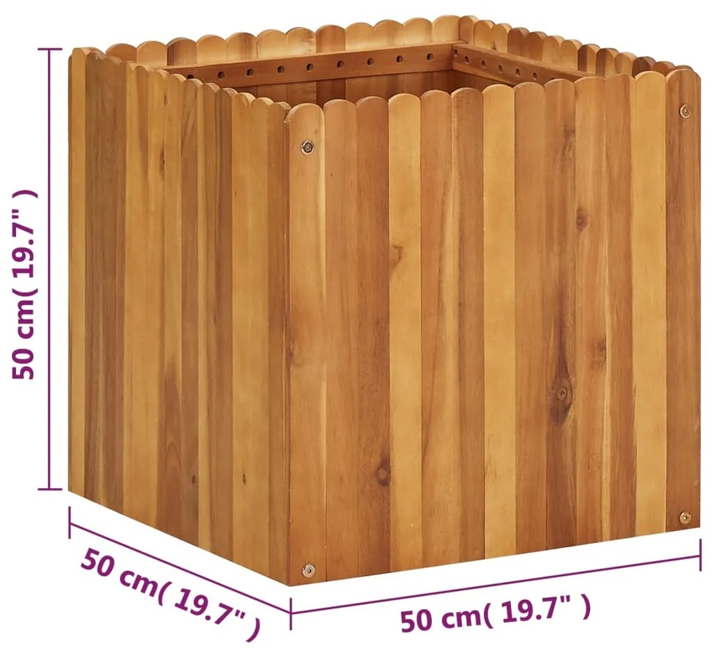 Strat inaltat de gradina, 50 x 50 x 50 cm, lemn masiv de acacia 1, 50 x 50 x 50 cm
