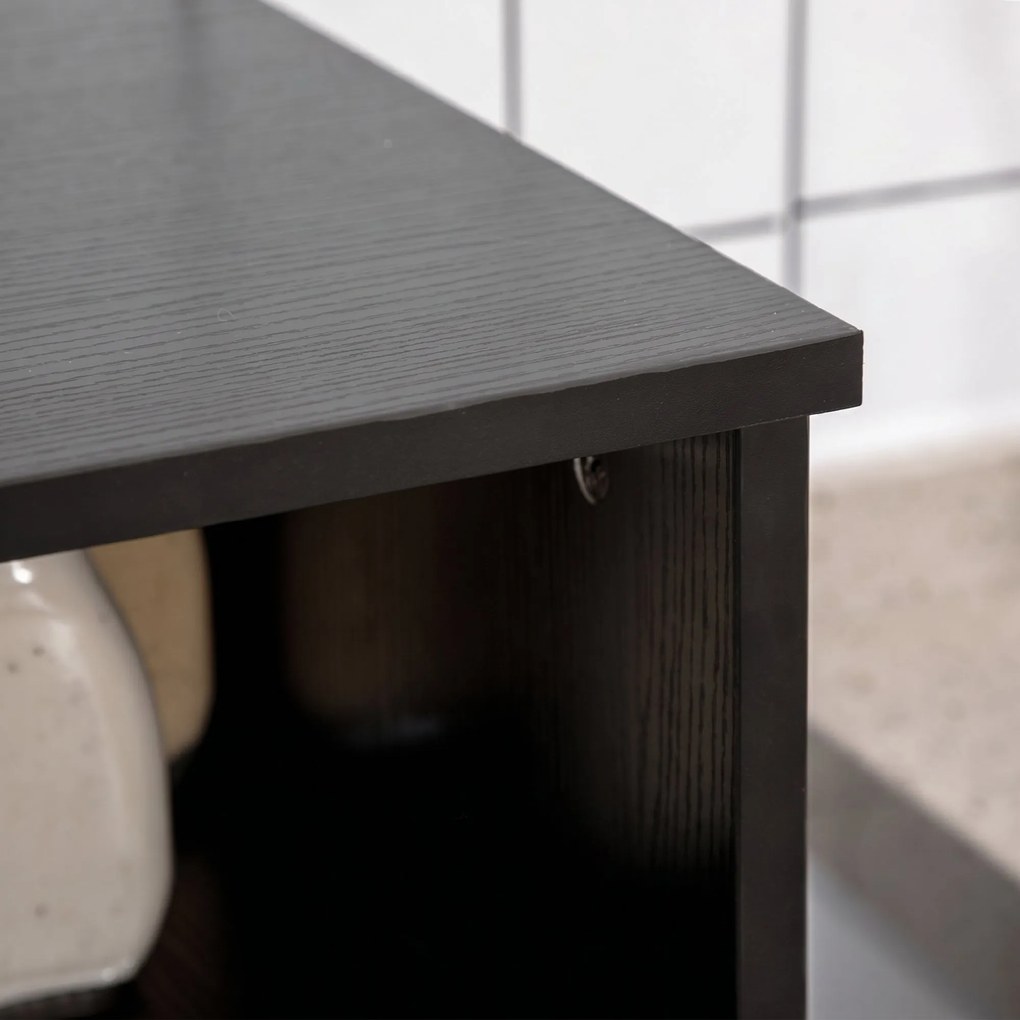HOMCOM Bufet de Bucătărie pentru Cuptor cu Microunde, Mobilier cu Dulapuri, Rafturi și Sertar, 90x40x120 cm, Negru | Aosom Romania