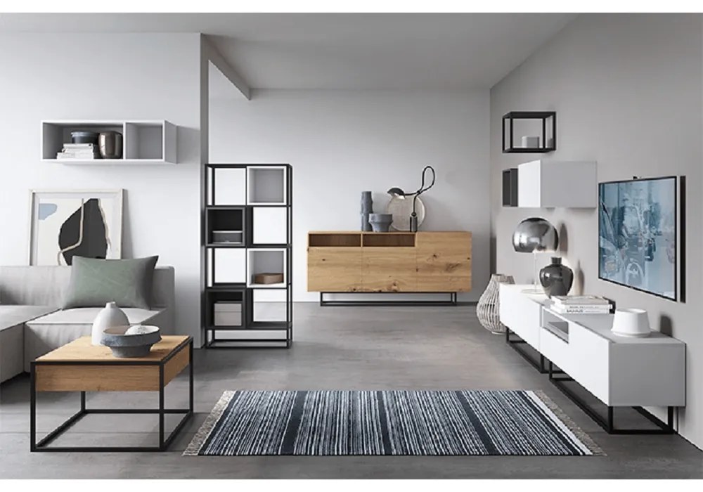 Comoda, grafit/negru, SPRING EK120 Comoda, stejar artisan/negru, SPRING EK120