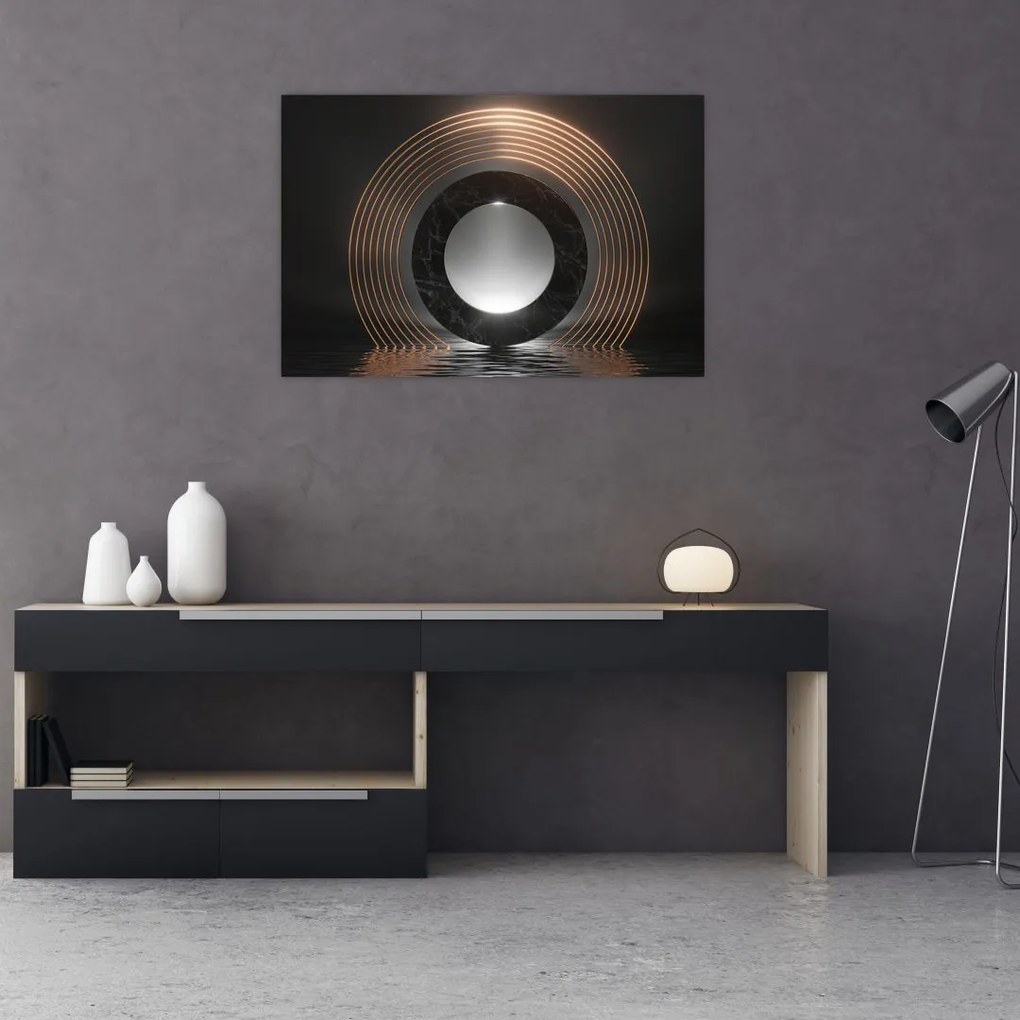 Tablou - Abstracție, luna peste apă (90x60 cm)