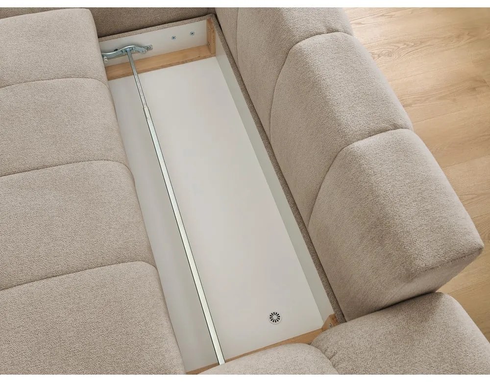 Colțar taupe extensibil/cu spațiu de depozitare cu tapițerie din chenille (cu colț pe partea stângă/cu șezlong) Everest – Bobochic Paris