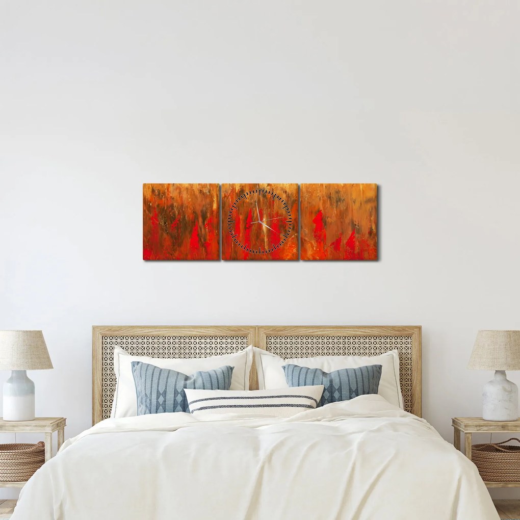Tablou cu abstracție pictată (cu ceas) (90x30 cm)